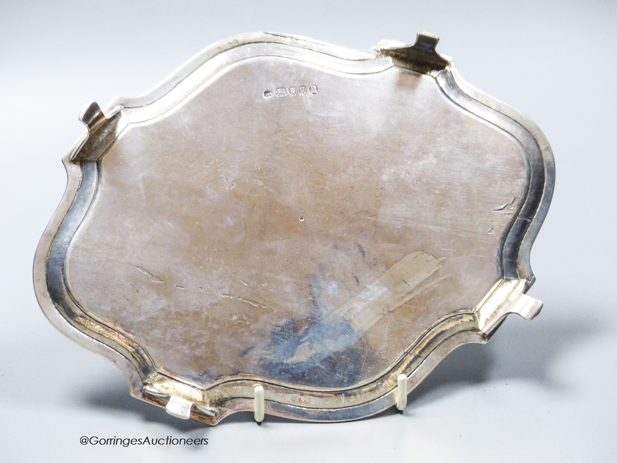A George III silver shaped oval teapot stand, Charles Hougham, London, 1791, 20.4cm, 6oz.